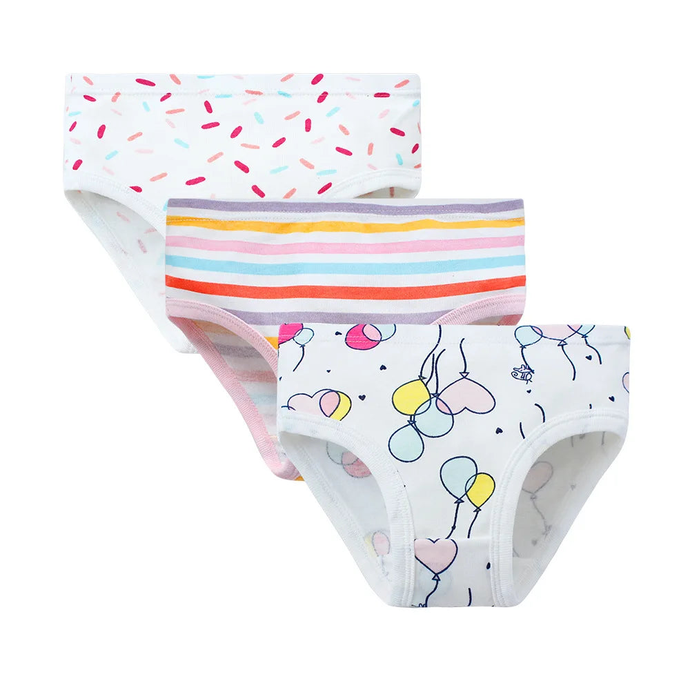 Girls' Cotton Underwear Set – Soft, Breathable & Stretchy Briefs with Fun Prints