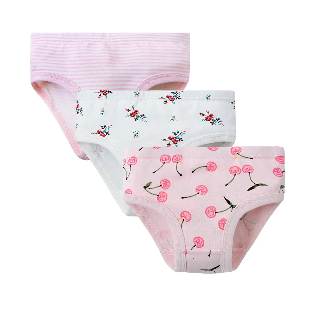 Girls' Cotton Underwear Set – Soft, Breathable & Stretchy Briefs with Fun Prints