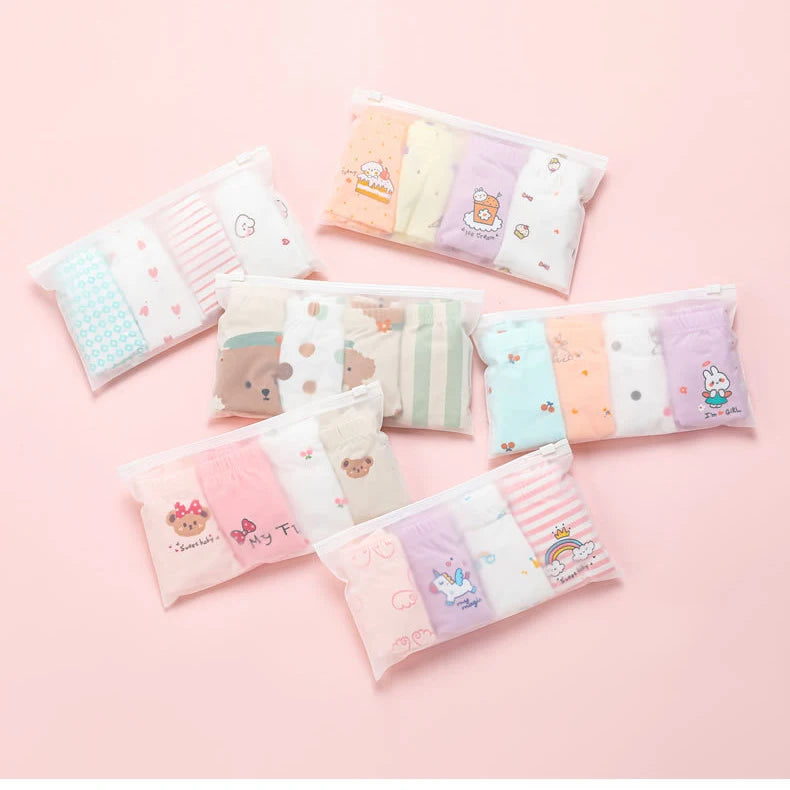 Girls' Soft Cotton Underwear Set – Adorable Pastel Prints & Comfortable Fit