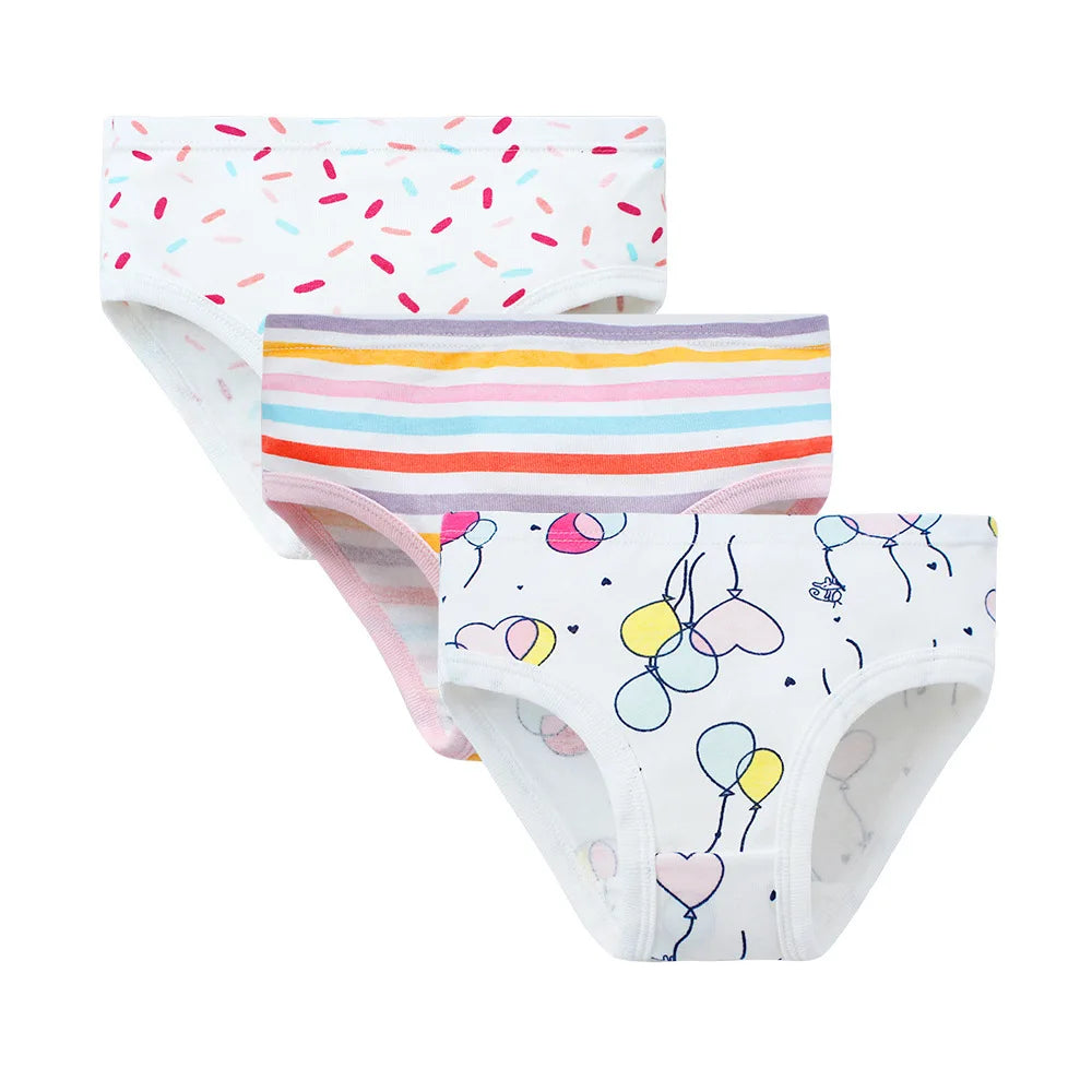 Girls' Cotton Underwear Set – Soft, Breathable & Stretchy Briefs with Fun Prints