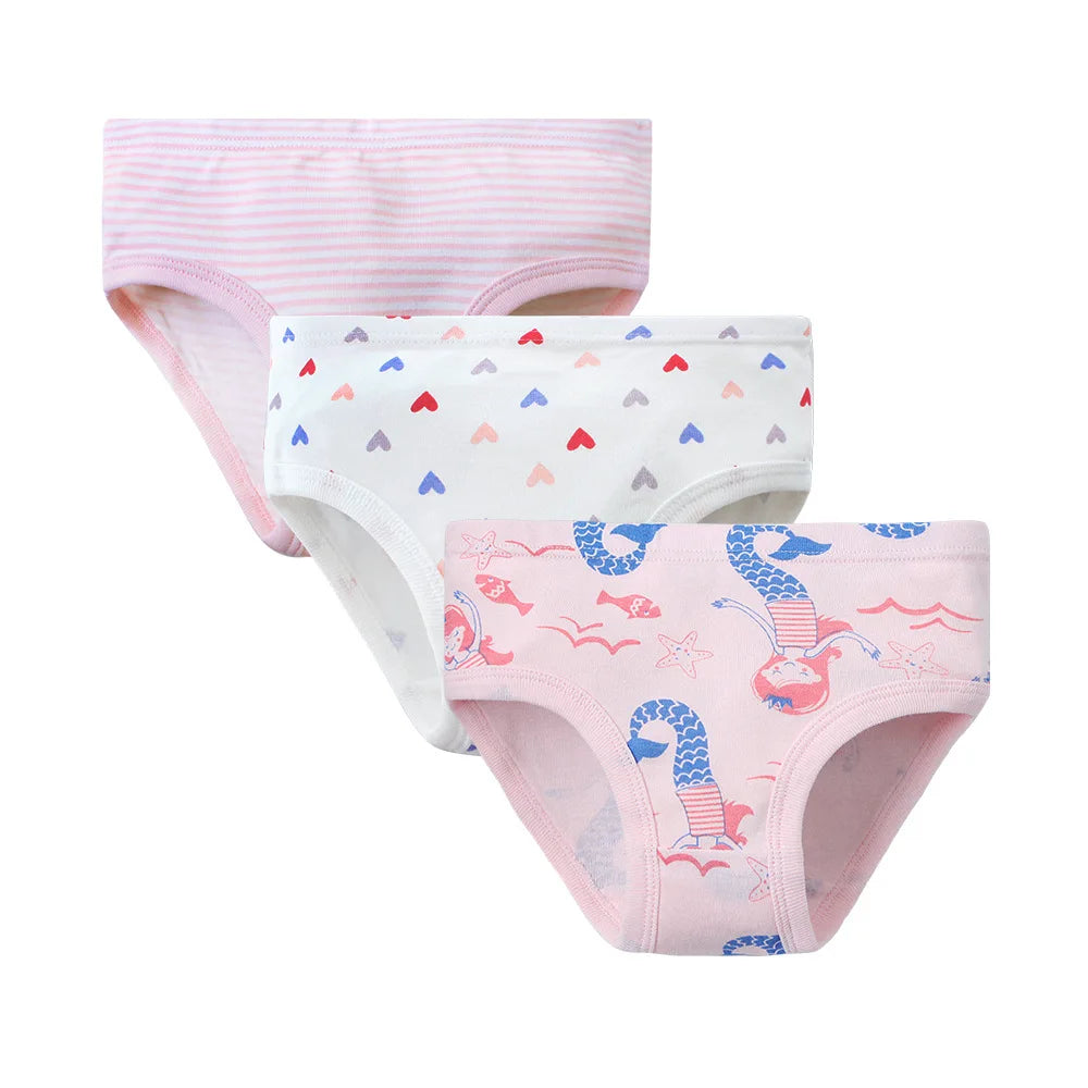 Girls' Cotton Underwear Set – Soft, Breathable & Stretchy Briefs with Fun Prints